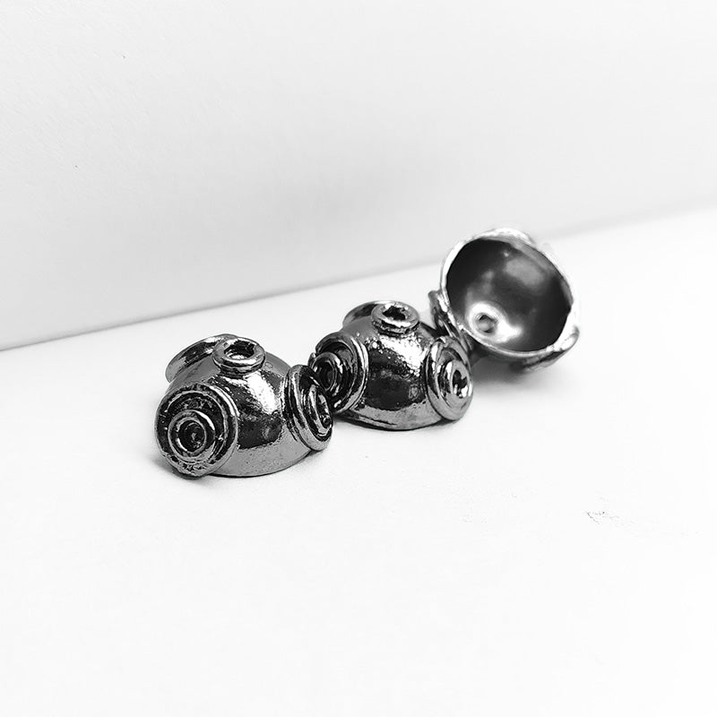 Black Rhodium Overlay Over Copper handcrafted multi-hole round bead from India for jewelry making