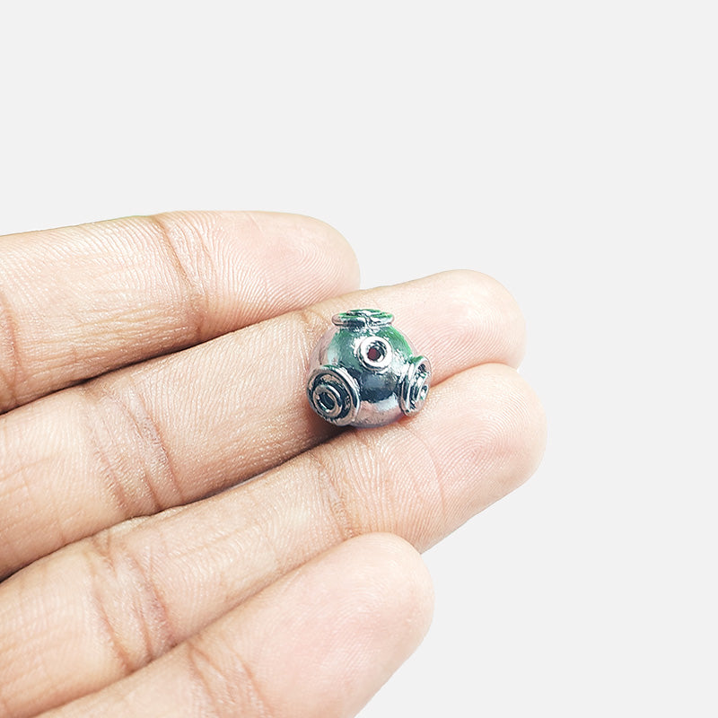 Black Rhodium Overlay Over Copper handcrafted multi-hole round bead from India for jewelry making
