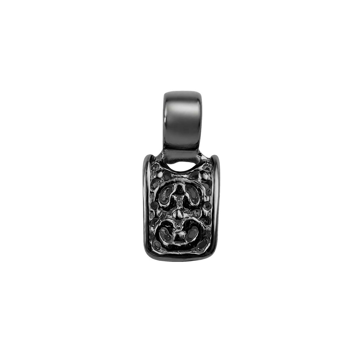 Elegant Black Rhodium Overlay Over Copperr floral pendant bail handcrafted in India with glossy finish for DIY necklaces, pendants, and stylish jewelry designs.