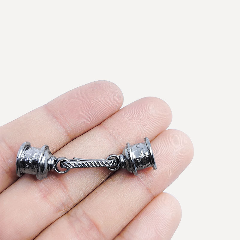 Elegant Black Rhodium Overlay Over Copper end cap handmade in India