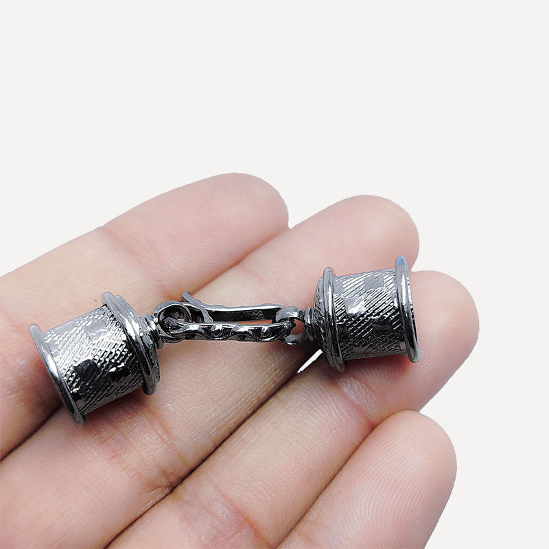 Black Rhodium Overlay Over Copper textured end cap handcrafted in India for jewelry making and cord finishing