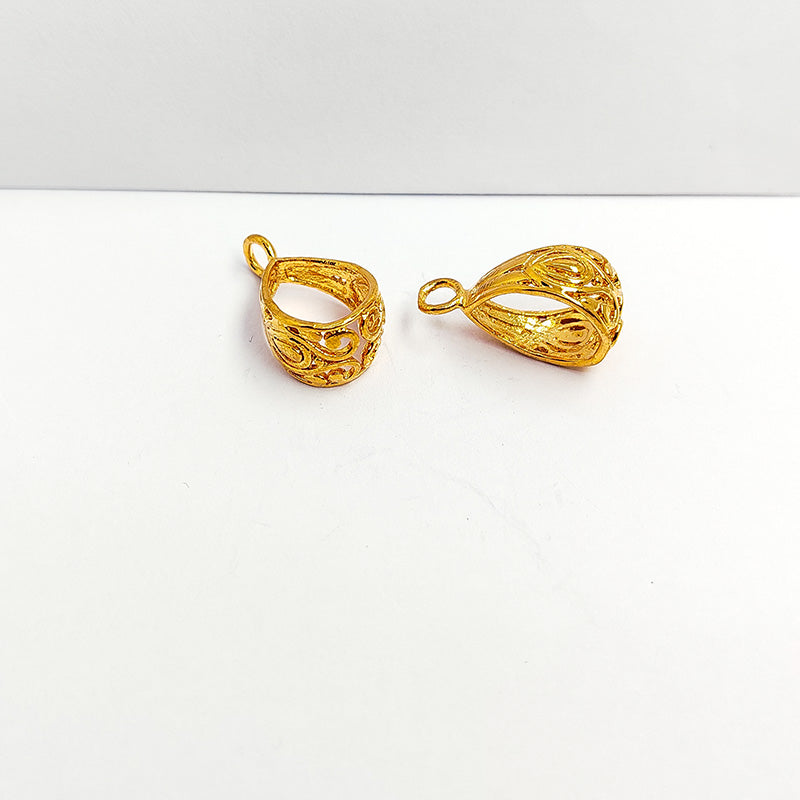 Elegant Rose Gold Overlay Over Copper bead cap handcrafted in India with polished Bali-style design
