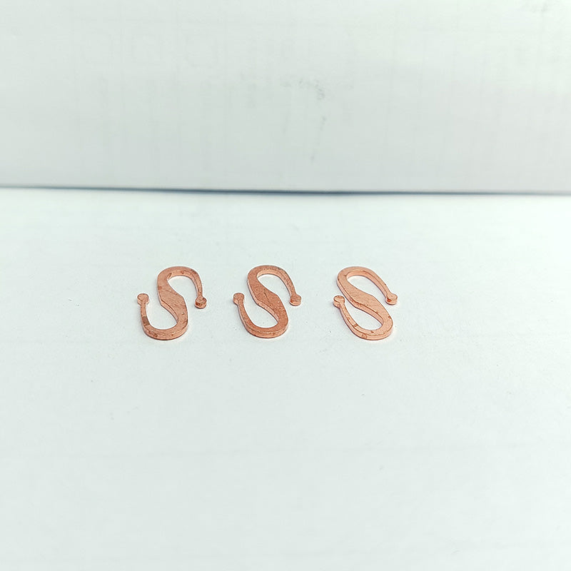 Rose Gold Overlay Over Copper small S hook for delicate handmade jewelry crafted in India