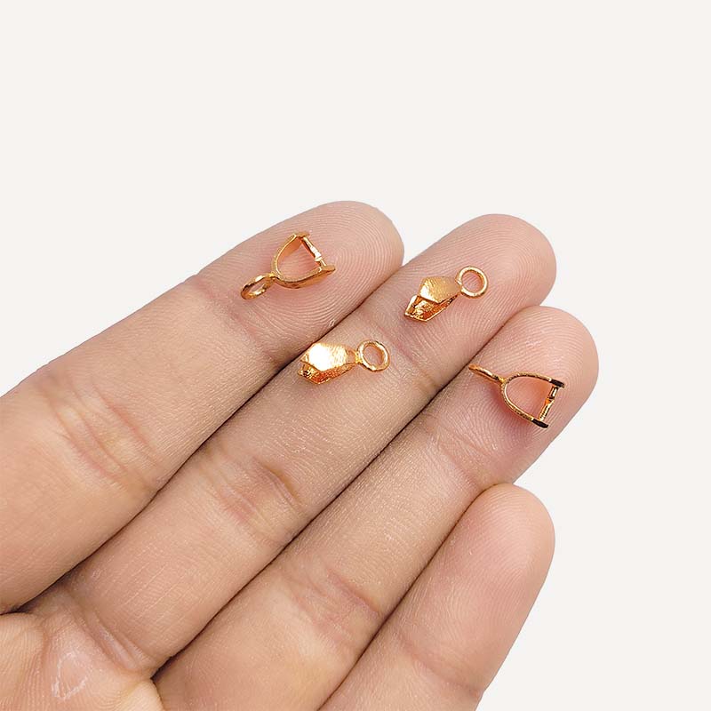 Elegant Rose Gold Overlay Over Copper Pendant Bail India stirrup shape 11MM polished jewelry finding handcrafted in India.