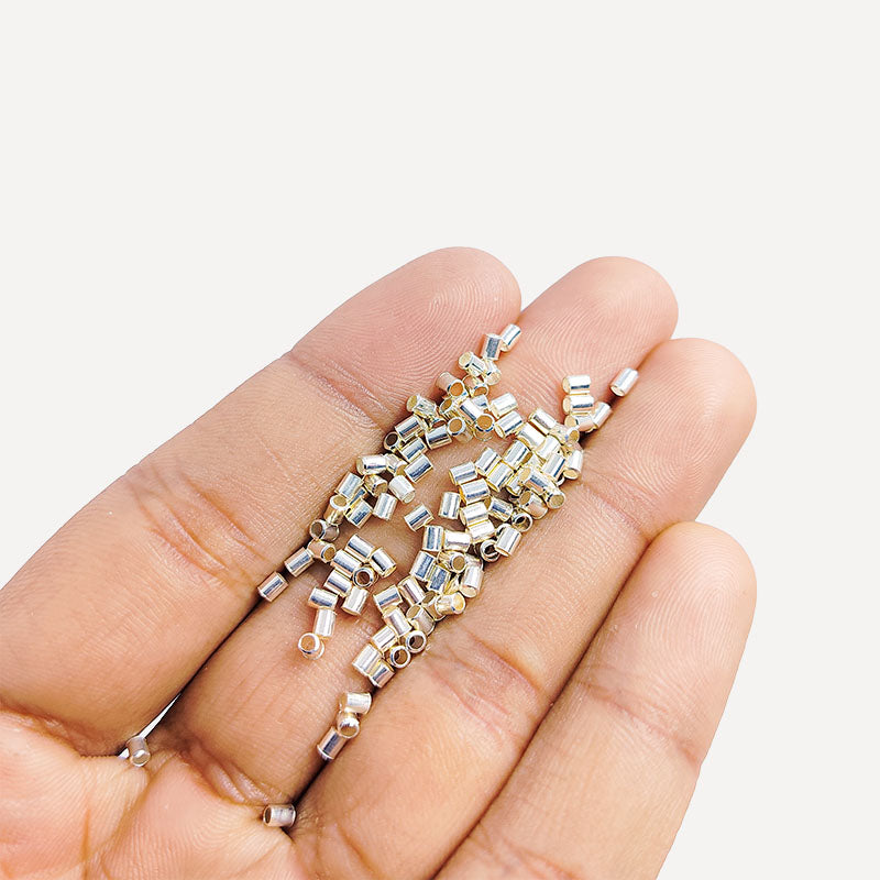 Silver overlay crimp bead over copper handcrafted in India for jewelry making