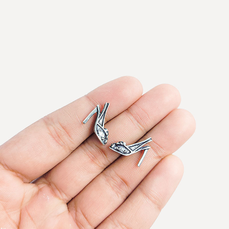 Silver overlay high heel shoe charm handcrafted in India for retail jewelry making