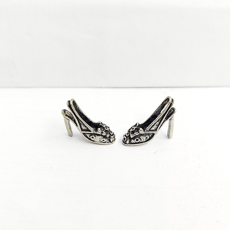 Silver overlay high heel shoe charm handcrafted in India for retail jewelry making