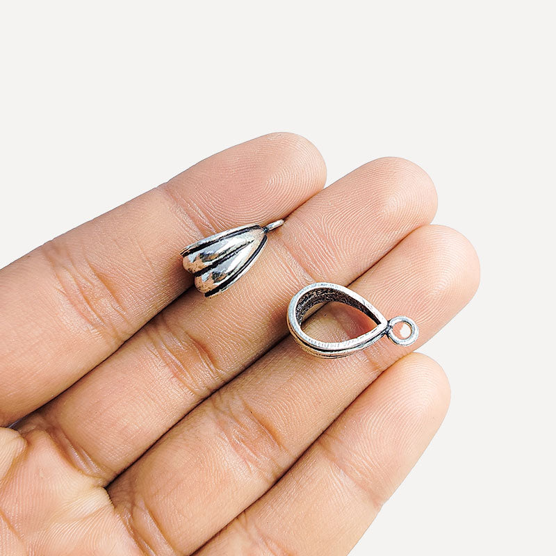 Silver overlay over copper pendant bail handcrafted in India for retail jewelry making
