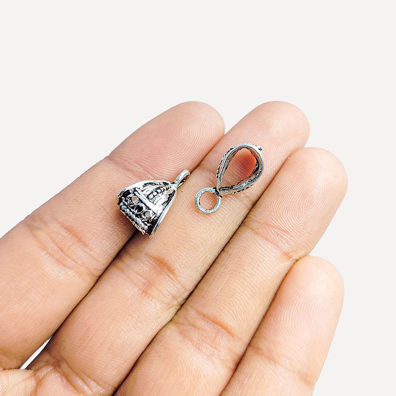 Silver overlay pendant bail handcrafted in India for retail jewelry making