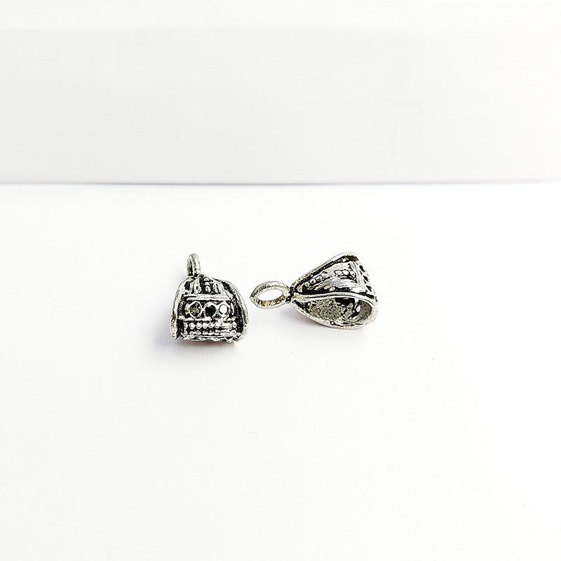 Silver overlay pendant bail handcrafted in India for retail jewelry making