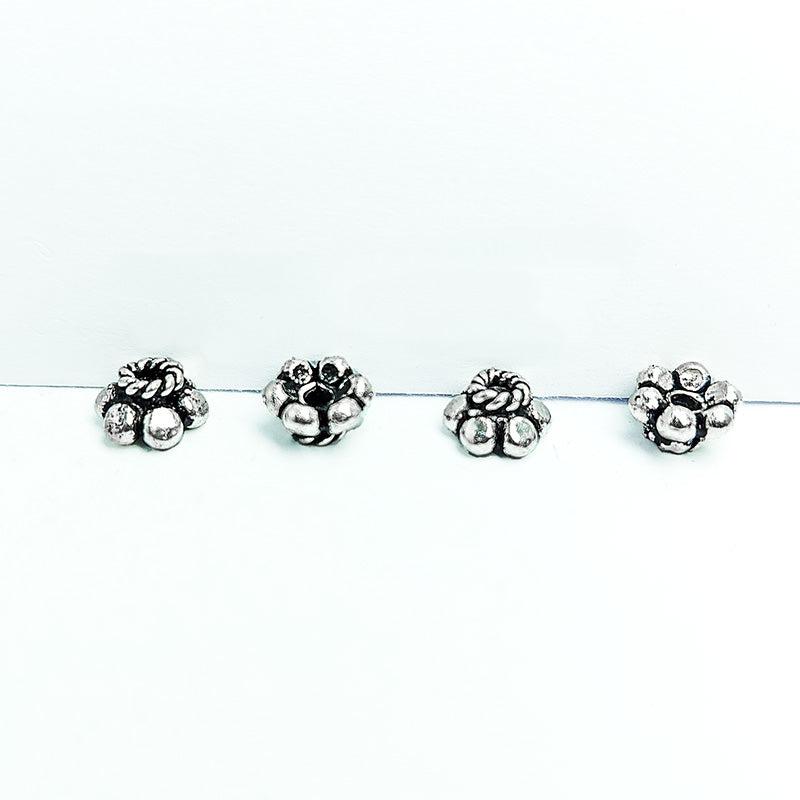 Silver Overlay Over Copper artisan cluster bead cap handmade in India with antique oxidized finish.