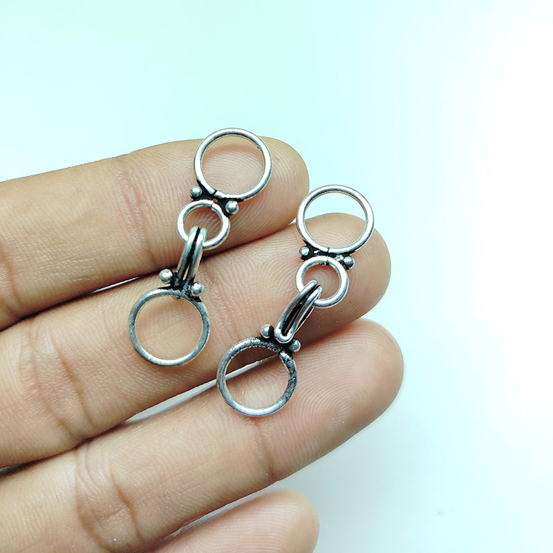 Silver overlay over copper clasp hook from India handcrafted with oval hook design and polished silver finish