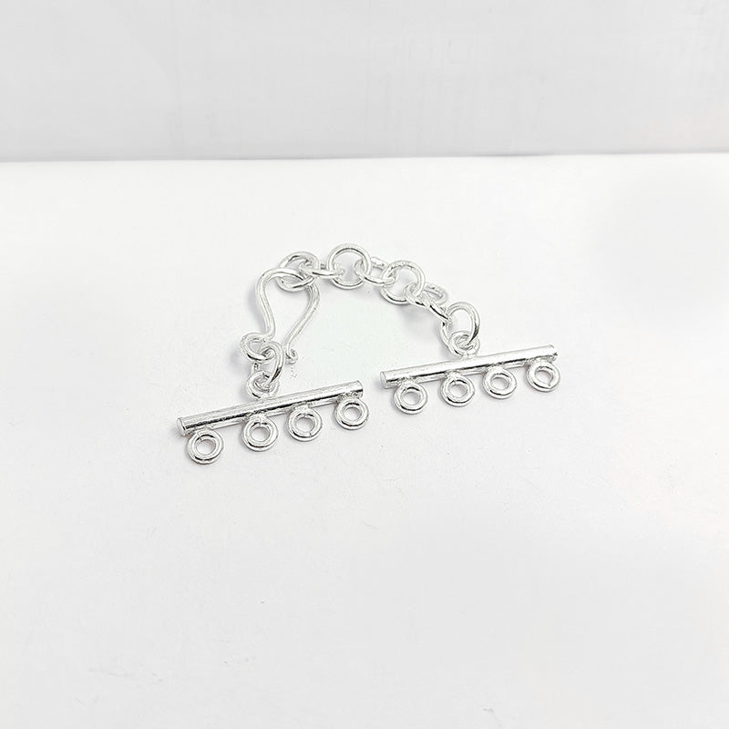 Silver Overlay Over Copper Multi Strand Clasp With 4 Hole handmade in India with antique oxidized finish.