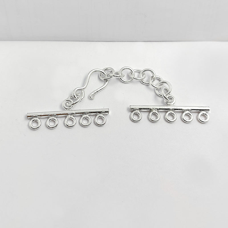 Silver Overlay Over Copper Multi Strand Clasp With 5 Holes handmade in India with antique oxidized finish.