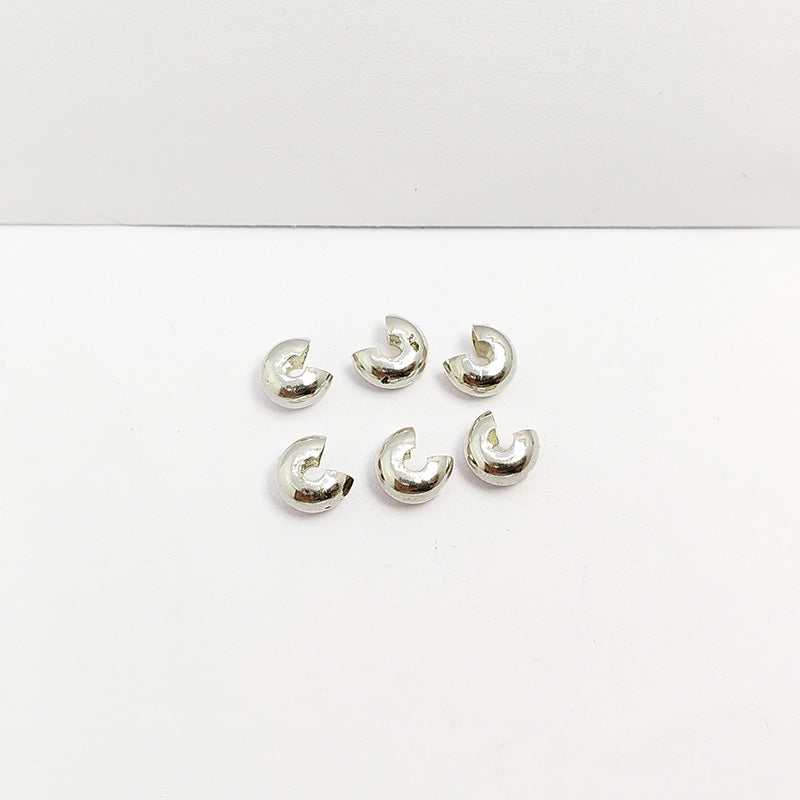 Silver Overlay Over Copper Crimp Cover – Handmade Jewelry Finishing Component from India