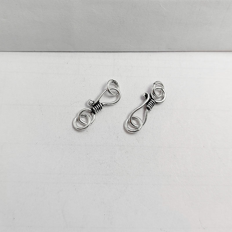 Elegant antique silver overlay over copper jewelry hook handcrafted in India for retail jewelry designs