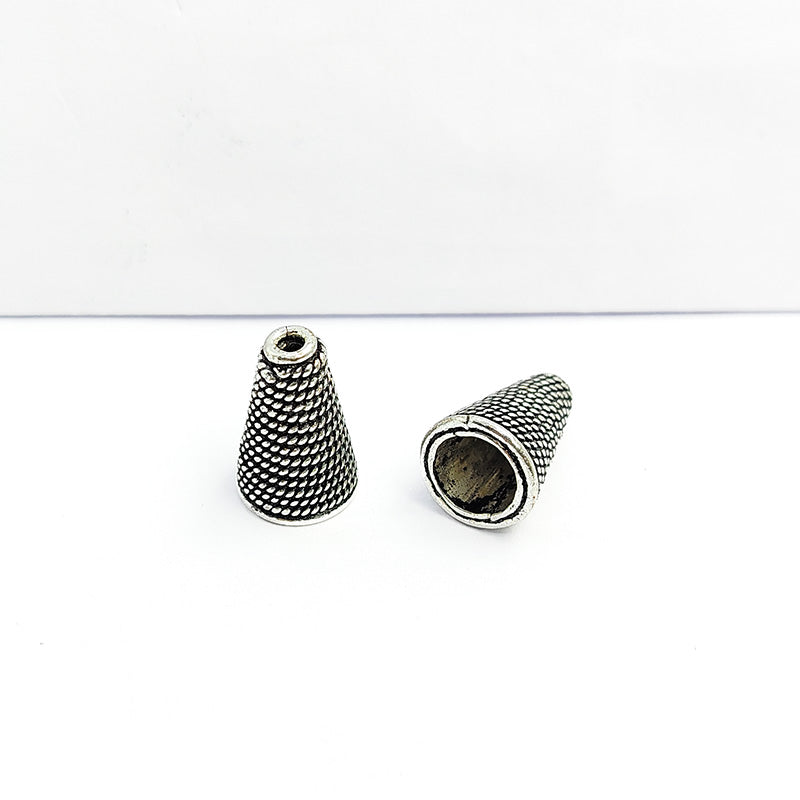 Silver Overlay Over Copper artisan twisted rope cone handmade in India with antique oxidized finish.