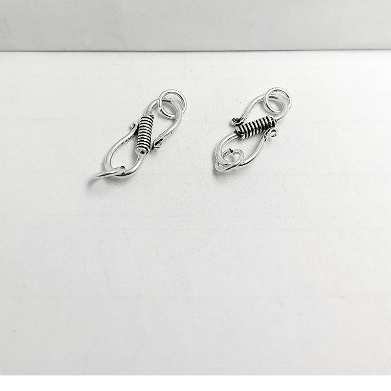 Silver Overlay Over Copper artisan classic S hook clasp handmade in India with antique oxidized finish.