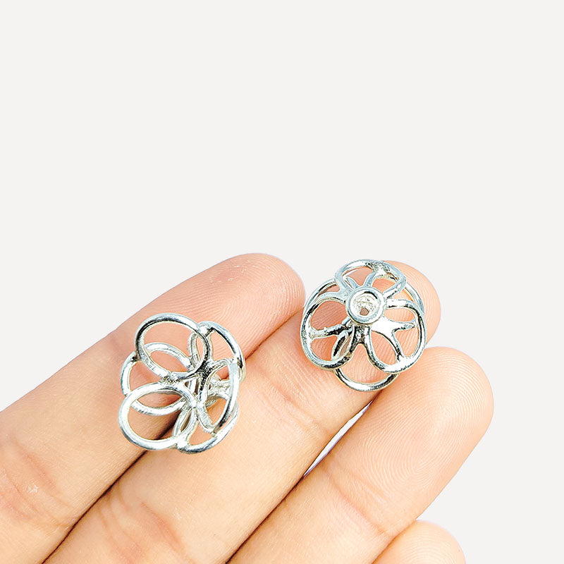 Silver Overlay Bead Cap Floral Jewelry Accent India – Silver Overlay Over Copper Decorative Component