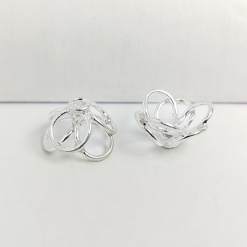 Silver Overlay Bead Cap Floral Jewelry Accent India – Silver Overlay Over Copper Decorative Component