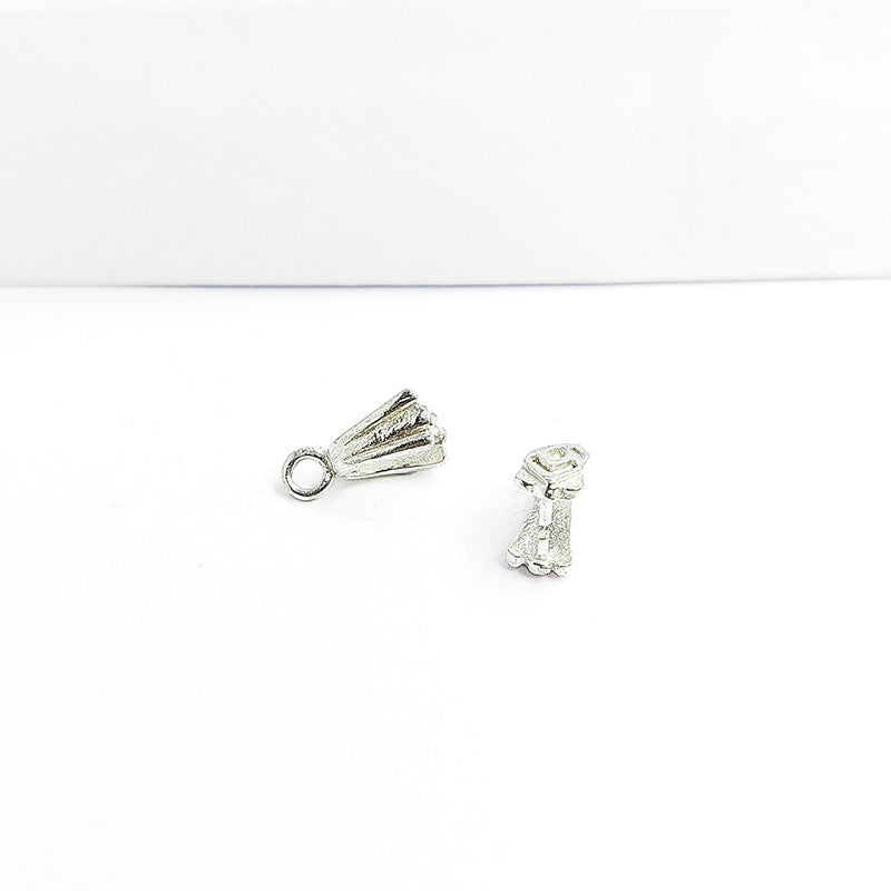 Elegant Silver Overlay Over Copper floral pendant bail handcrafted in India with polished silver finish