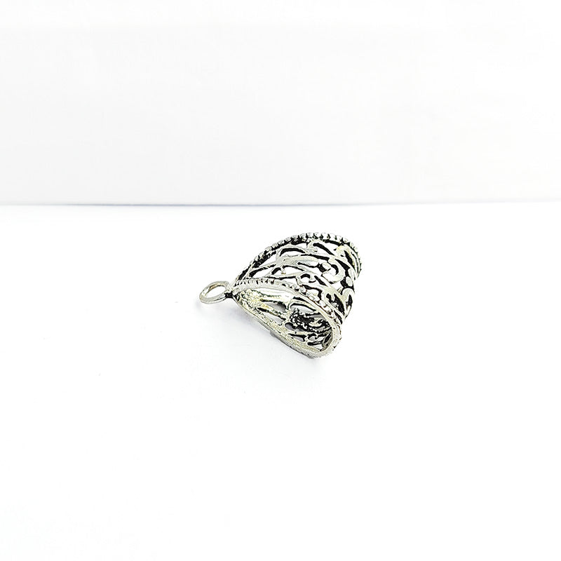 Elegant Silver Overlay Over Copper vintage filigree pendant bail handcrafted in India with polished silver finish