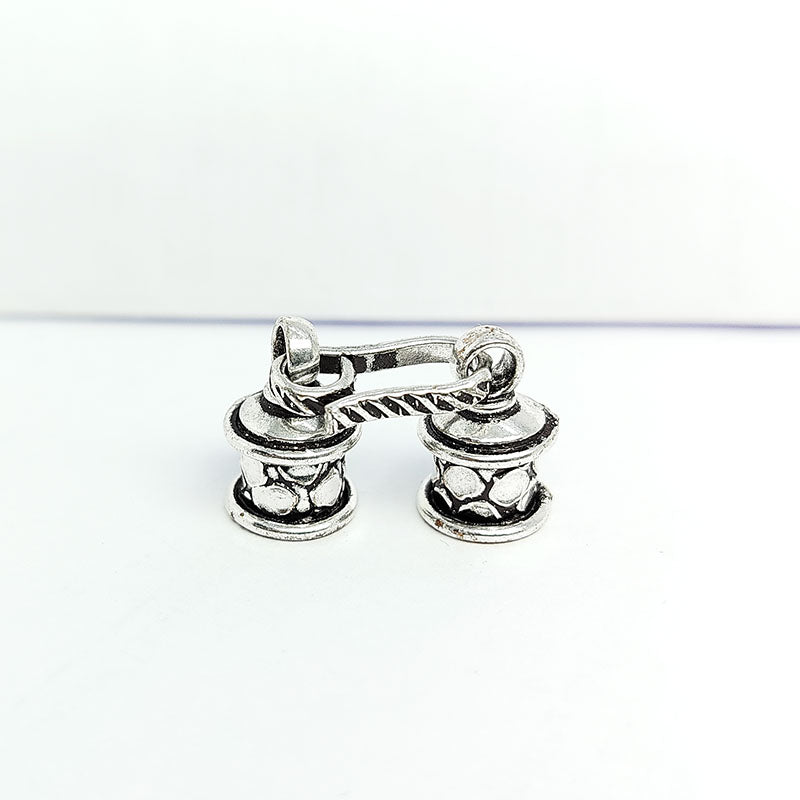 Elegant Silver Overlay End Cap crafted in Silver Overlay Over Copper with textured cylindrical design, handcrafted in India.