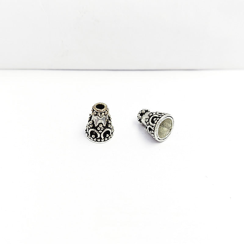 Elegant Silver Overlay Over Copper Cone India 11MM x 9MM decorative cone with 2MM inside hole and 6MM inside diameter