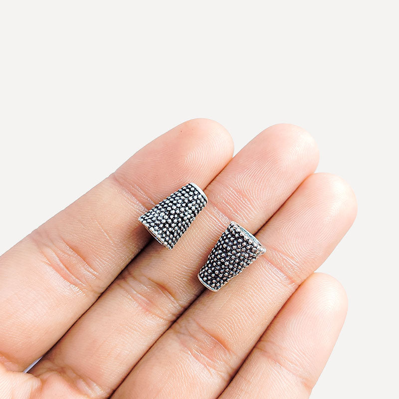 Elegant Silver Overlay Over Copper Cone India 13MM x 10MM textured cone with 3MM inside hole and 6MM inside diameter