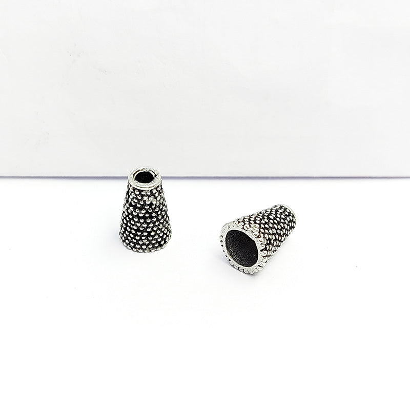 Elegant Silver Overlay Over Copper Cone India 13MM x 10MM textured cone with 3MM inside hole and 6MM inside diameter