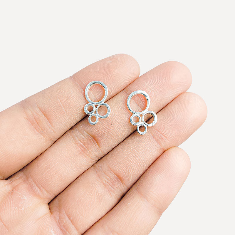 Elegant Silver Overlay Over Copper Circle Charm India handcrafted link jewelry finding pack of 8.