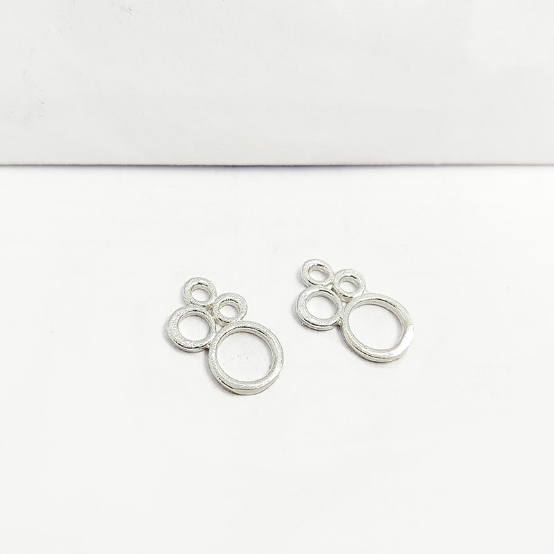 Elegant Silver Overlay Over Copper Circle Charm India handcrafted link jewelry finding pack of 8.