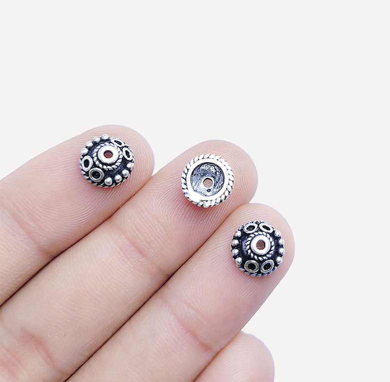 Silver Overlay Over Copper decorative dome bead cap jewelry making supply pack India