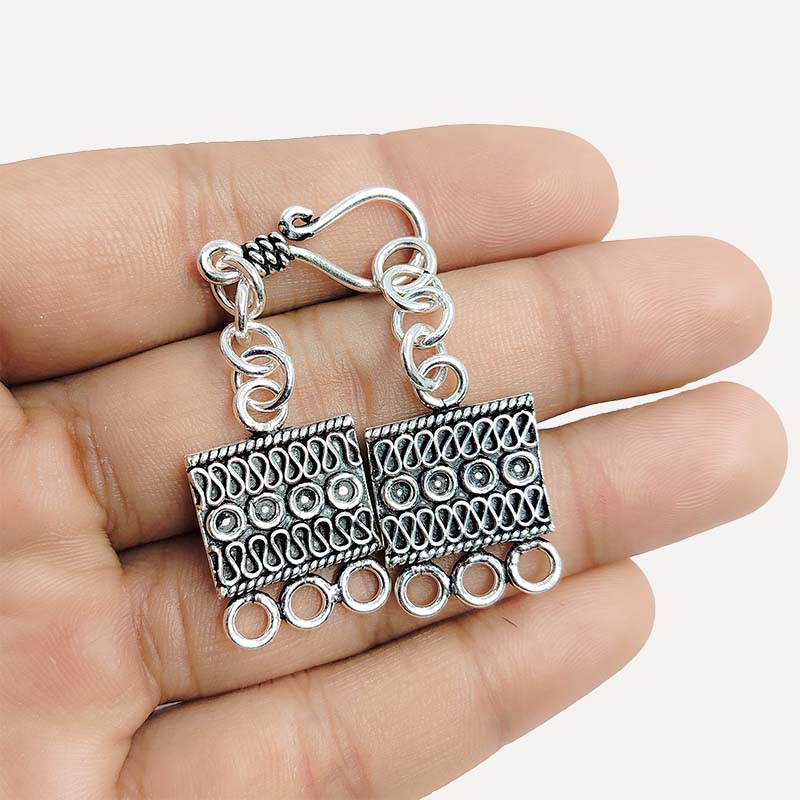 Silver Overlay Over Copper three strand rectangular jewelry clasp connector India
