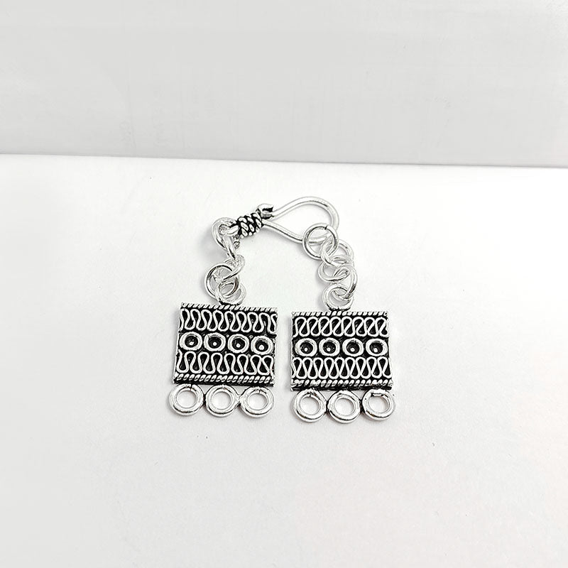 Silver Overlay Over Copper three strand rectangular jewelry clasp connector India
