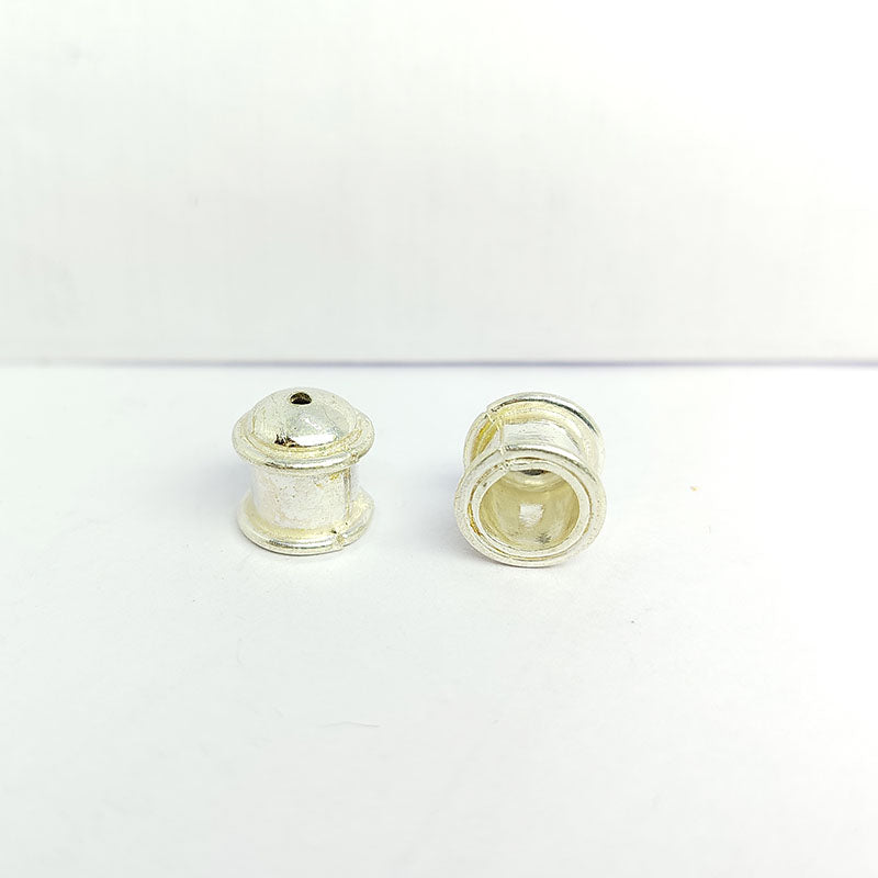Silver Overlay Over Copper Cylindrical End Cap – Minimal Jewelry Finishing Component