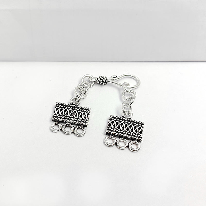 Silver Overlay Over Copper three strand compact rectangular jewelry clasp connector India