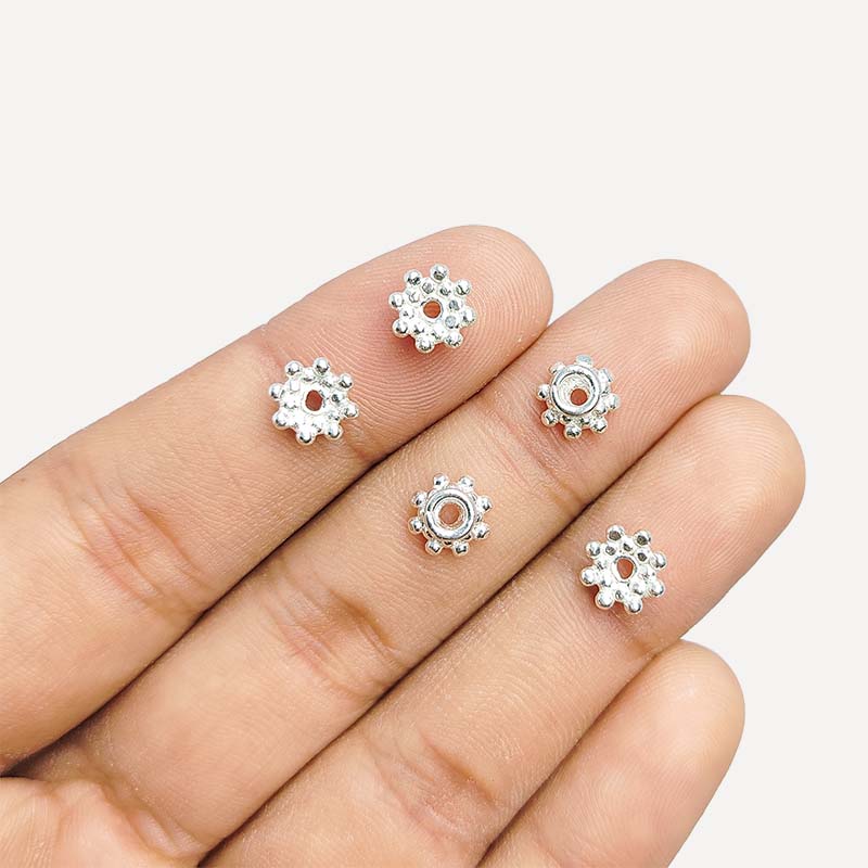 Silver Overlay Over Copper India polished bead cap without oxide finish for jewelry making.