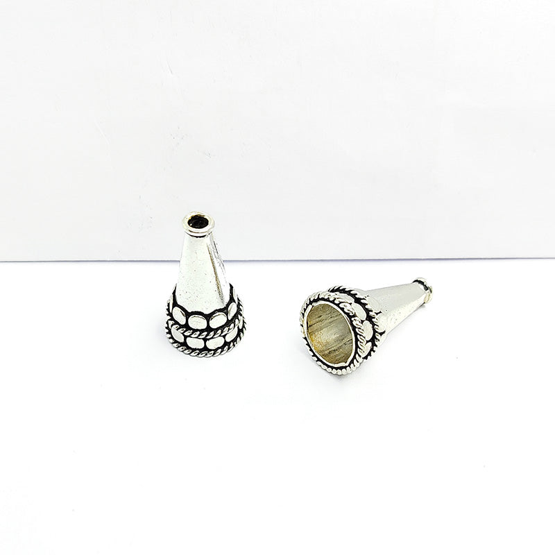 Silver Overlay Over Copper bold vintage cone ring with oxidized detailing handcrafted in India.