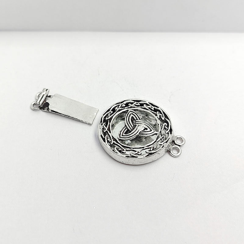 Silver Overlay Over Copper India Box Clasp With 2 Hole with oxidized Celtic detailing.