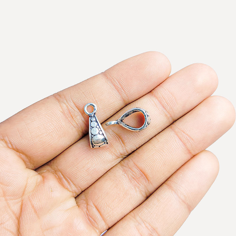 Silver Overlay Over Copper India dome decorative Pendant Bail with oxidized finish.