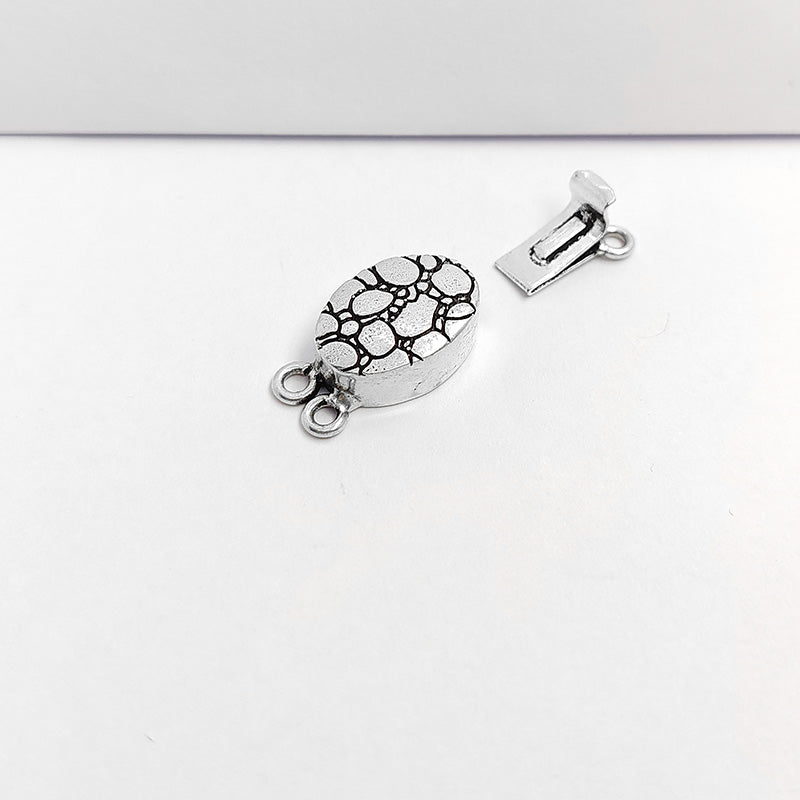Silver Overlay Over Copper Box Clasp With 2 Hole handcrafted in India with antique finish for jewelry making.