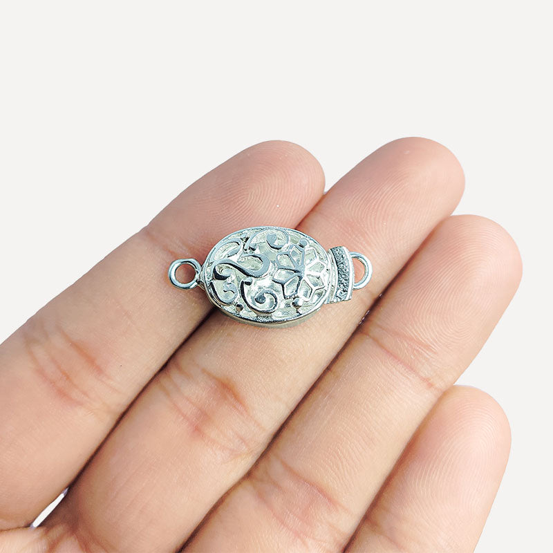 Silver Overlay Over Copper Box clasp handcrafted in India with antique oxidized finish.