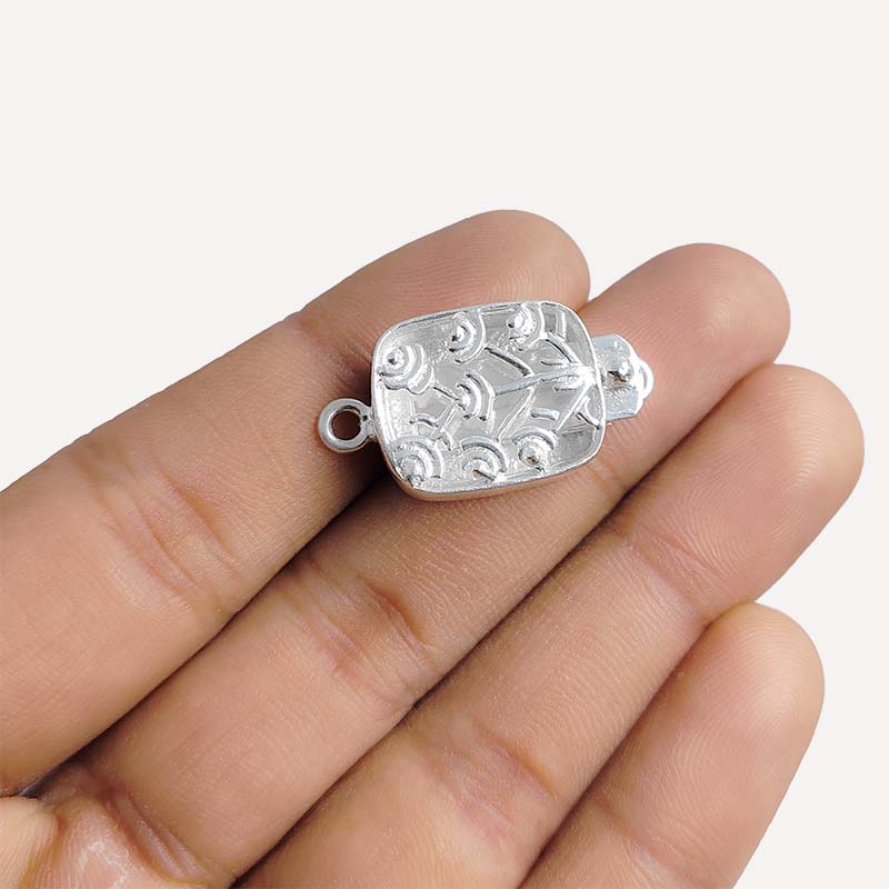 Silver Overlay Over Copper rectangular floral box clasp handcrafted in India with antique oxidized finish.