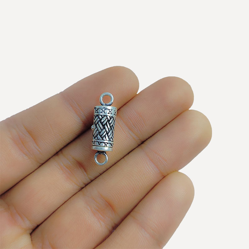 Silver Overlay Over Copper Box clasp handcrafted in India with vintage oxidized finish.