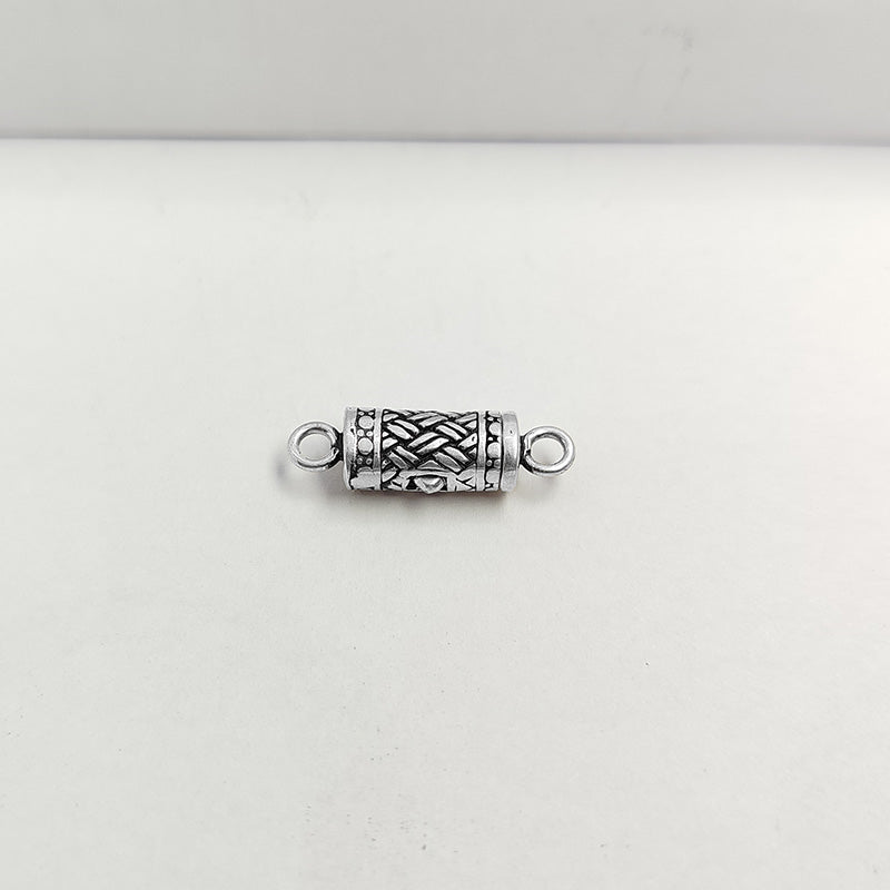 Silver Overlay Over Copper woven textured clasp handcrafted in India with vintage oxidized finish.