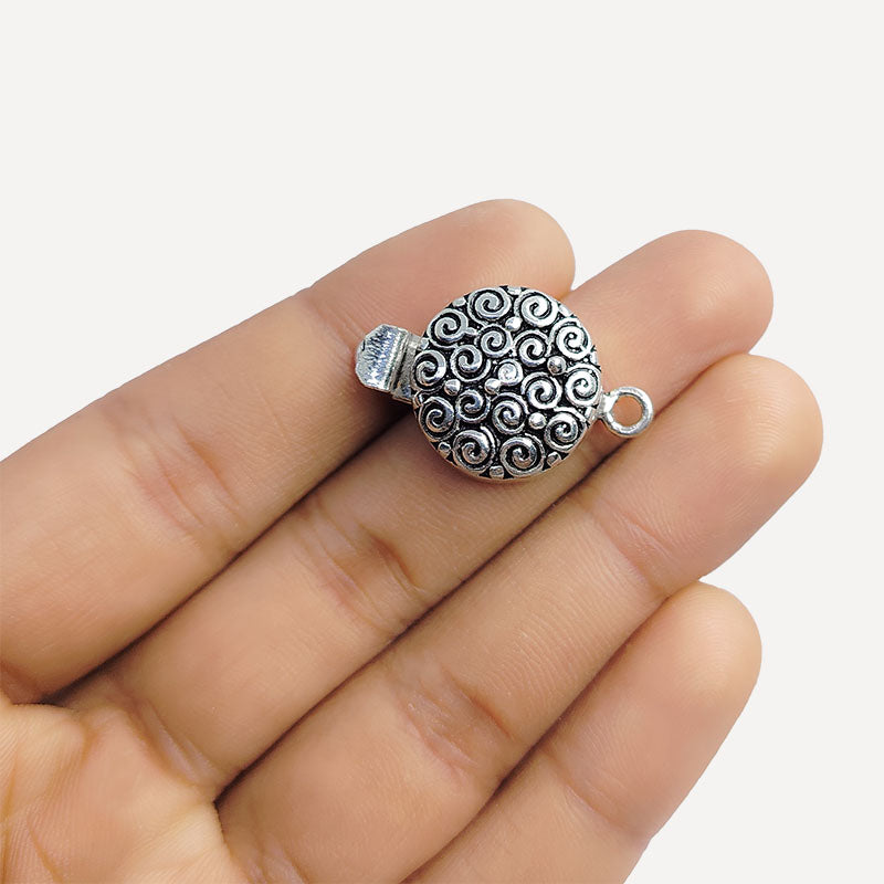 Silver Overlay Over Copper Box Clasp handcrafted in India with vintage oxidized detailing.