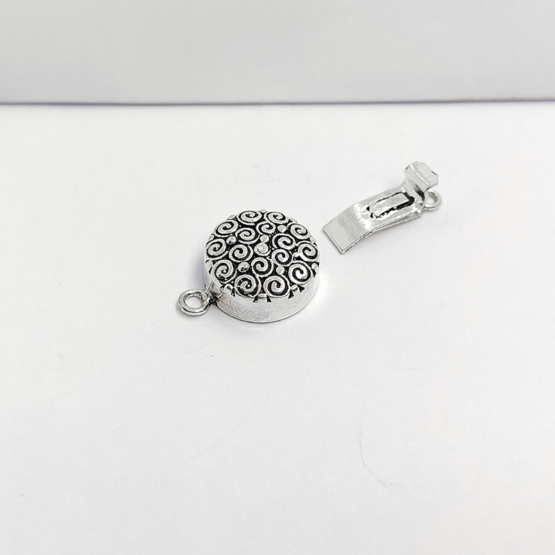 Silver Overlay Over Copper Box Clasp handcrafted in India with vintage oxidized detailing.