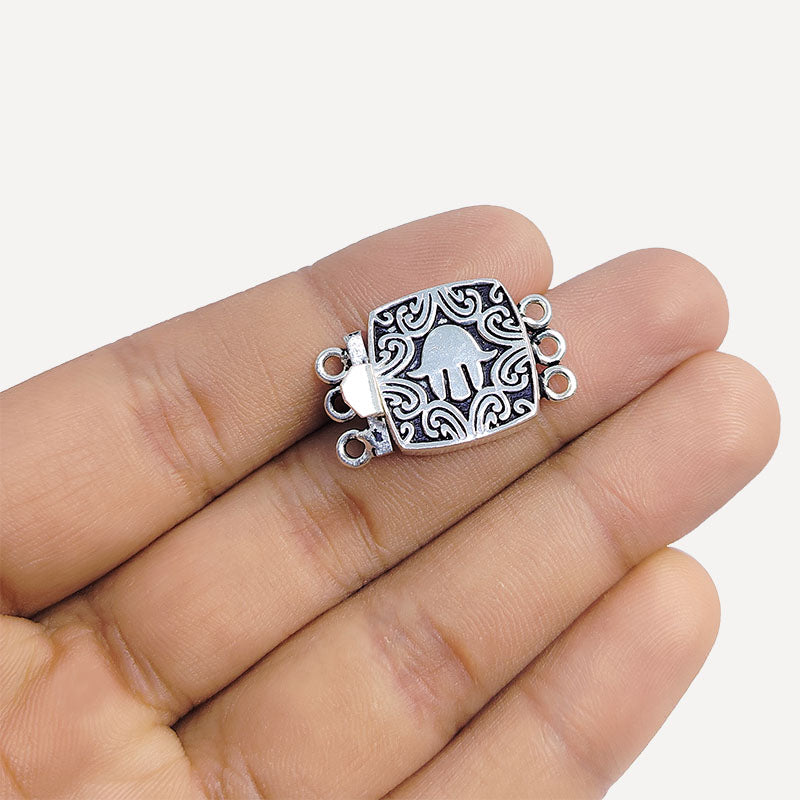 Silver Overlay Over Copper Box clasp handcrafted in India with vintage oxidized detailing.