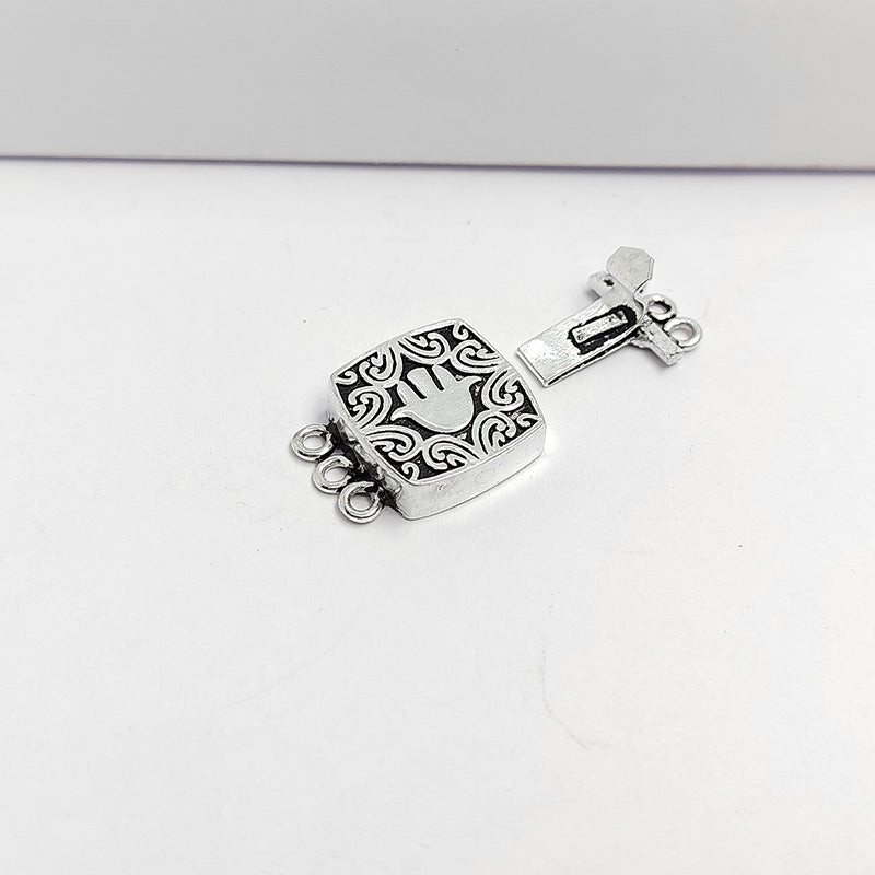 Silver Overlay Over Copper Box clasp handcrafted in India with vintage oxidized detailing.
